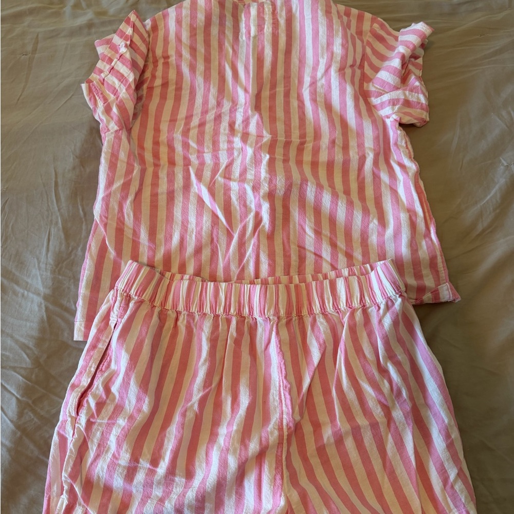 American Eagle Pink and White Striped Pajama Set - Picture 2 of 5